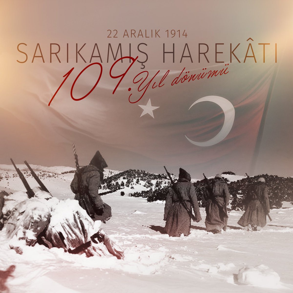 22 Aralık 1914'te #Sarıkamış Harekatında şehit olan kahraman askerlerimizi 109. yıl dönümünde saygı ve rahmetle anıyorum.