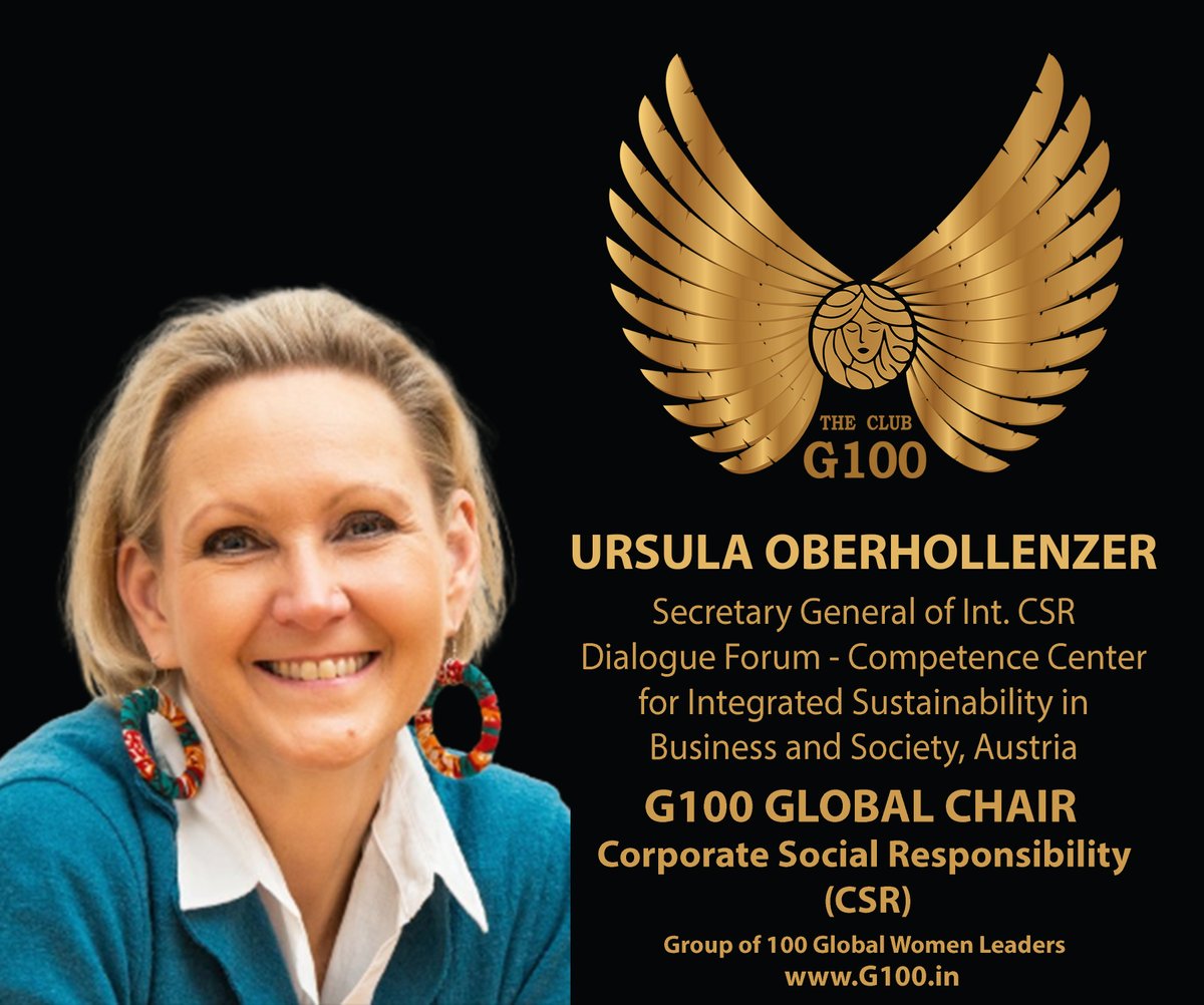 Welcoming Ursula Oberhollenzer. Secretary General at the International CSR Dialogforum, Ursula's career track reflects her commitment to sustainability and communication. #G100 @uoberhol