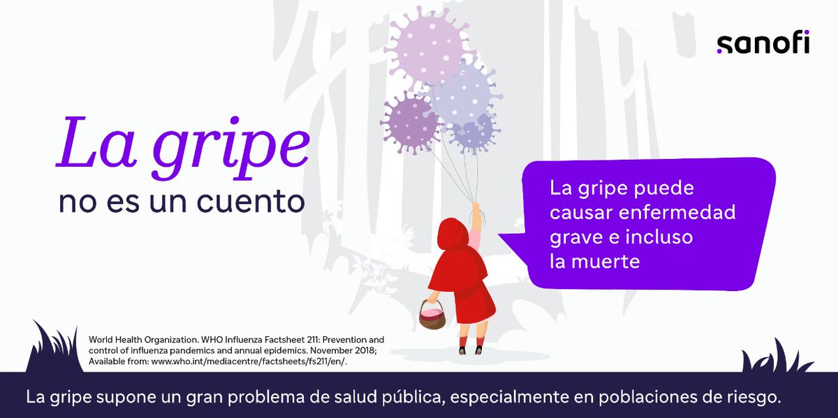 #NoEsUnCuento y tampoco una inocentada...

💉 ¡1.000 millones! Es el número de casos de #gripe al año en todo el mundo.

En España, la temporada se extiende de octubre a final de invierno.

✨ ¡Protejámonos durante las fiestas navideñas!

#SanofiEsVacunas #LasVacunasFuncionan