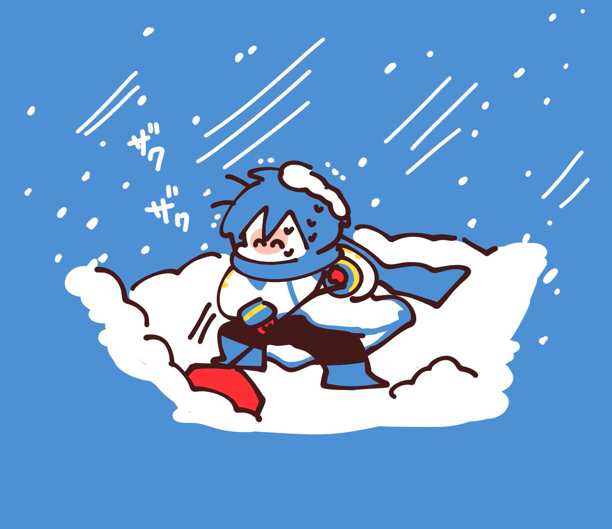 カイト(ボーカロイド) 「今日はひたすら雪かき兄さん 」|袁のイラスト