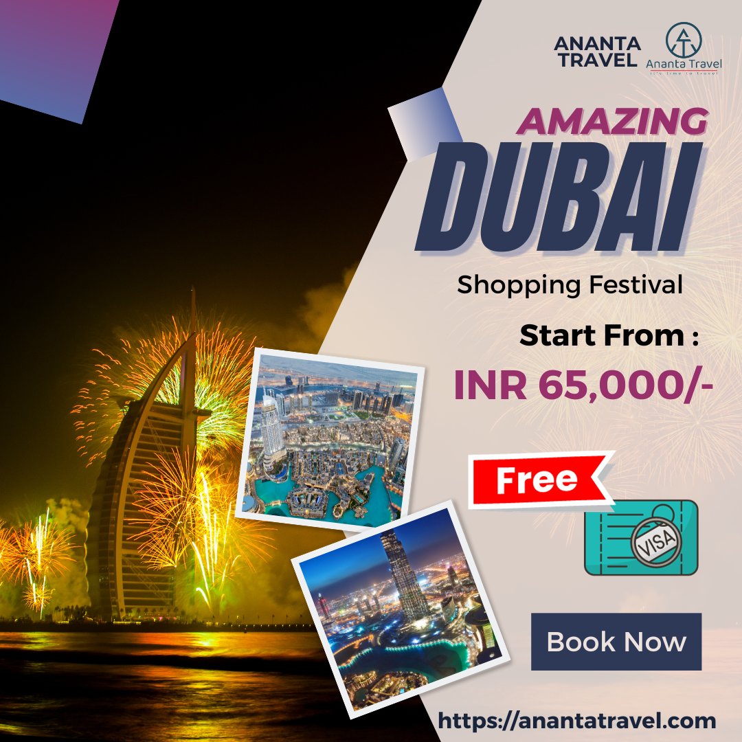 🌟 Gear up for the ultimate shopping spree at Dubai Shopping Festival 2024 with Ananta Travel! 🛒✈️ Uncover the best deals, immerse yourself in the vibrant atmosphere, and make memories that sparkle. Secure your spot now! #DSF2024 #AnantaAdventures #DubaiShoppingFestival #Ananta