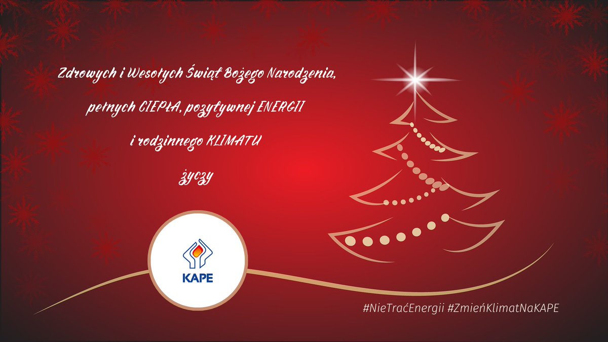 Życzymy Wam:
🎄 zdrowych i wesołych Świąt Bożego Narodzenia, spędzonych w gronie najbliższych,
❤️‍🔥 pełnych CIEPŁA w kontaktach międzyludzkich,
🌍 rodzinnego KLIMATU w domu i w pracy,
⚡ mnóstwa pozytywnej ENERGII,
i wszelkiej pomyślności w Nowym 2024 Roku,
od zespołu <a href="/KAPEPolska/">KAPE</a>