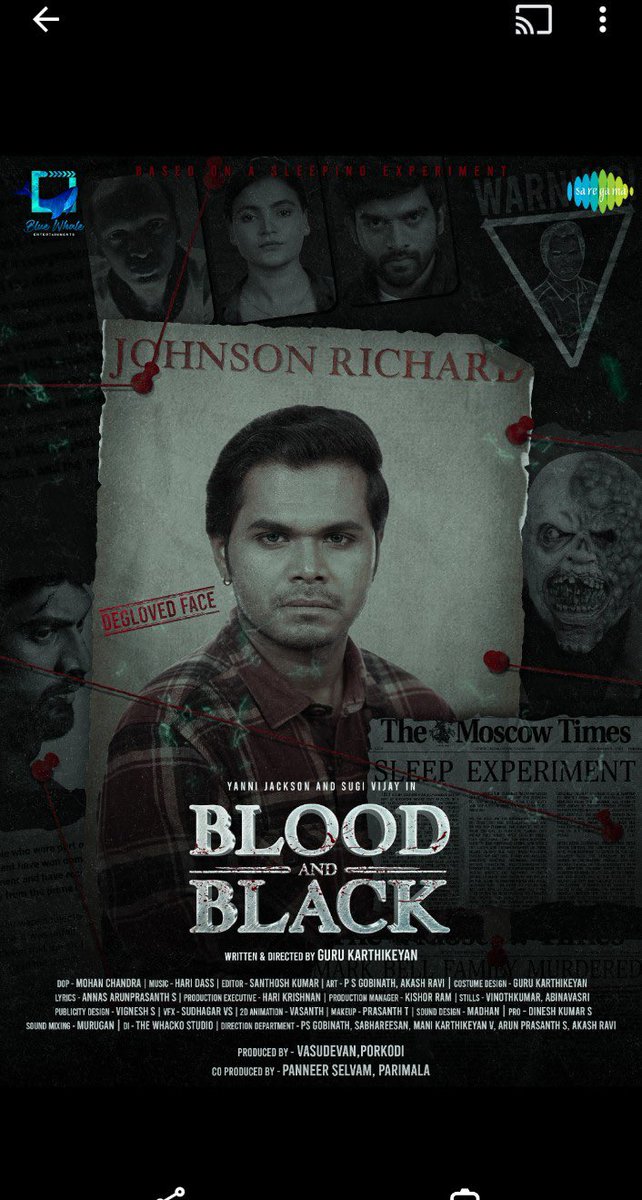 Delighted To Release The First Look of #BloodandBlack Horror Thriller Movie Congratulations to #Gurukarthikeyan and team Blood And Black! good luck for their release and future endeavors. @bluewhaleentertainments #BloodandBlackFirstlook 💪👍