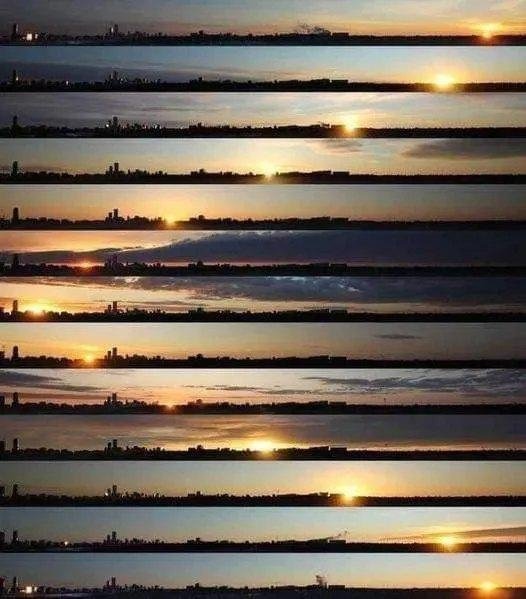 13 photos of the sun, every month, in the same place, at the same time.