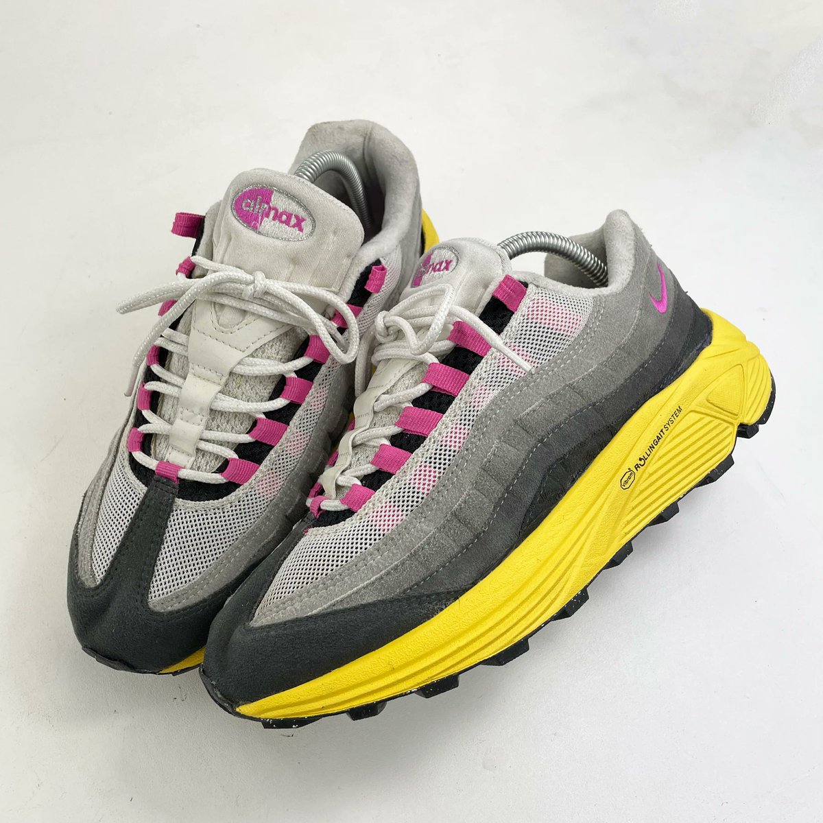 late to the nike server party, but the fire pink AM95s refit with the yellow vibram soles go so crazy. love this.