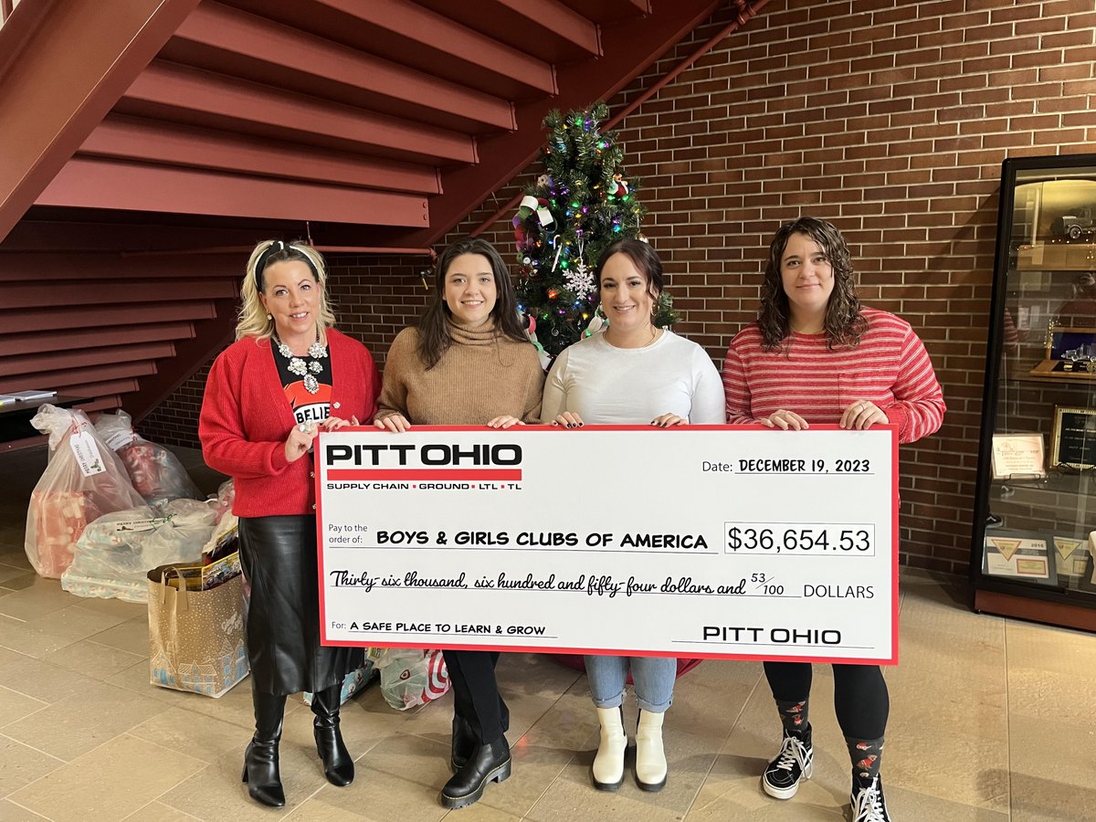 Thank you so much to our incredible partners and friends at Pitt Ohio for their generous donation! With their gift of over $36,0000! Their staff also adopted 12 BGCWPA youth and filled their entire Christmas lists! What a great way to spread holiday cheer! @pitt_ohio