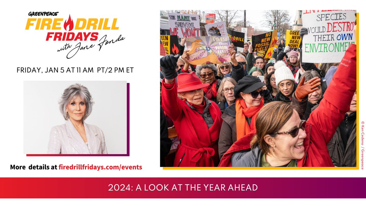 🚨Firefighters! The next chapter in our evolution = Impactful initiatives ✅ Important partnerships ✅ Inevitable opportunities for change ✅ Join @janefonda & @naomiaklein for the *LAST* virtual show on 1/5 at 11amPT/2pmET as they unveil where we’re headed in 2024.