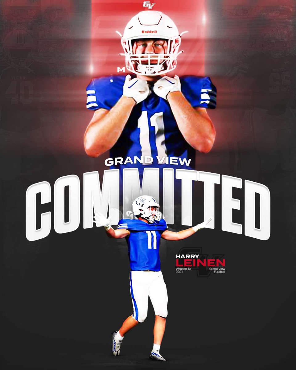 Harry Leinen (@harry_leinen) on Twitter photo Iโm excited to announce that I will be continuing my academic and athletic career at Grand View University! Thank you to all my family, coaches, friends and teammates who have helped me along the way! Go Vikings! ๐ดโช๏ธ <a href="/CoachJoeWoodley/">Coach Joe Woodley</a> <a href="/CoachEJGVU/">EJ Peterson</a> <a href="/Coach_VasquezAJ/">A.J. Vasquez</a> <a href="/GVVikingFB/">Grand View Football</a> Iโm excited to announce that I will be continuing my academic and athletic career at Grand View University! Thank you to all my family, coaches, friends and teammates who have helped me along the way! Go Vikings! ๐ดโช๏ธ <a href="/CoachJoeWoodley/">Coach Joe Woodley</a> <a href="/CoachEJGVU/">EJ Peterson</a> <a href="/Coach_VasquezAJ/">A.J. Vasquez</a> <a href="/GVVikingFB/">Grand View Football</a>