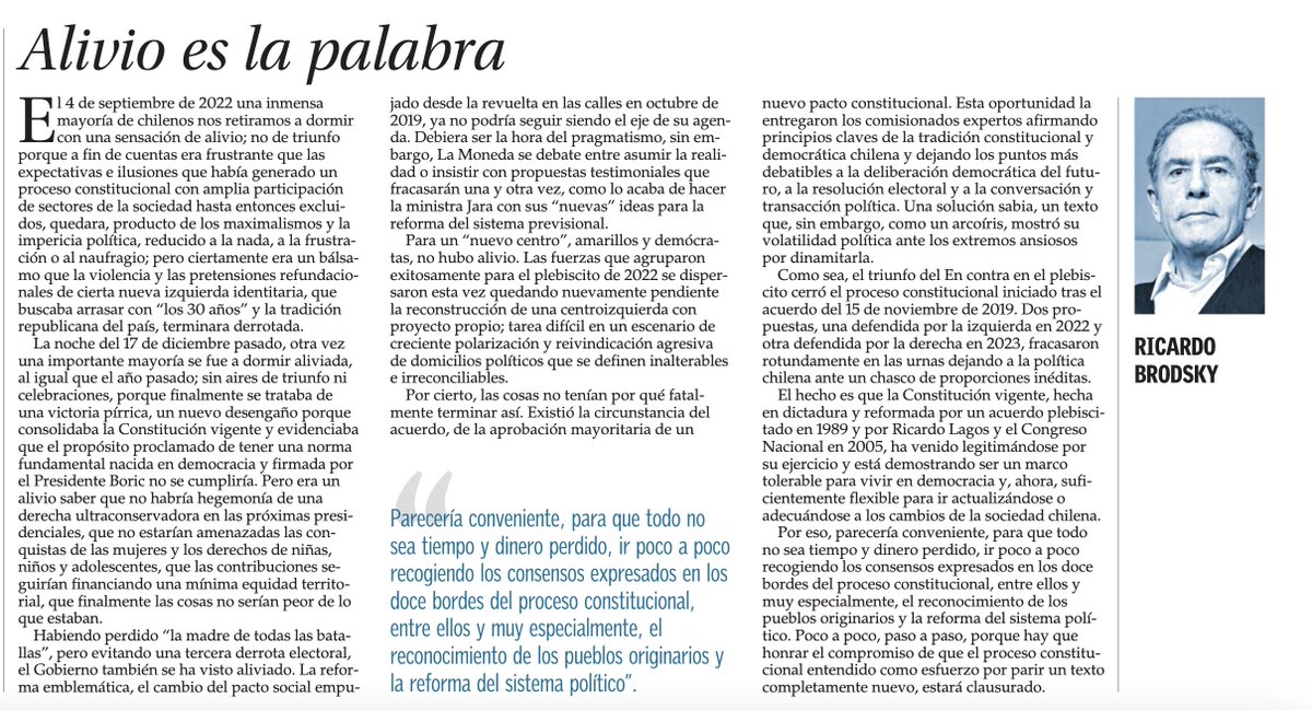 'Parecería conveniente, para que todo no sea tiempo y dinero perdido, ir poco a poco recogiendo los consensos expresados en los doce bordes del proceso constitucional”, @Mica_Brodsky.