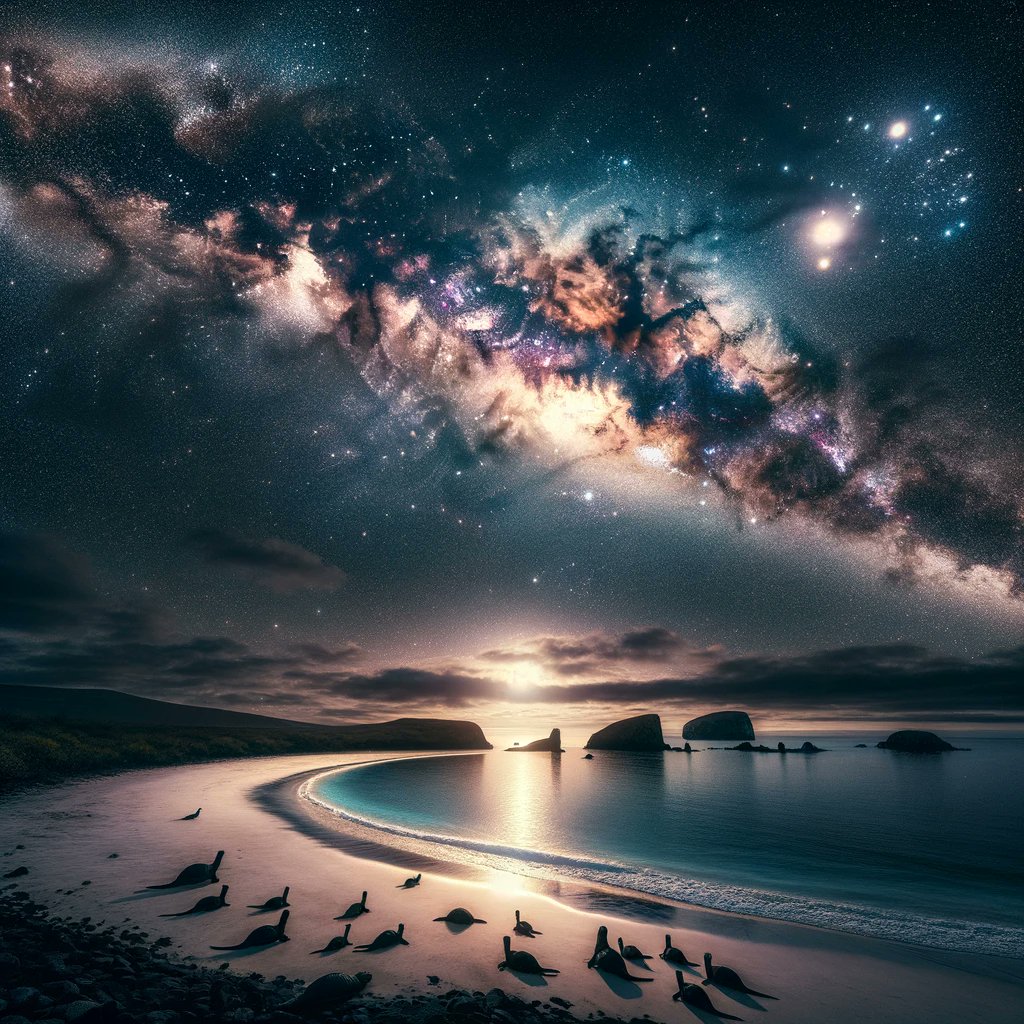 nomadic_bender's tweet image. Experience the cosmic beauty with #GalapagosNightSky #MilkyWayGalaxy #HDRPhotography, #StarryNight, #NaturePhotography #MarineIguanas, #BeachNights, #AIgeneratedArt, #AIphotography, #EcoTourism, #CelestialBeauty #MoonlitBeach, #WildlifeSanctuary, #GalacticWonders, #NaturalWonder