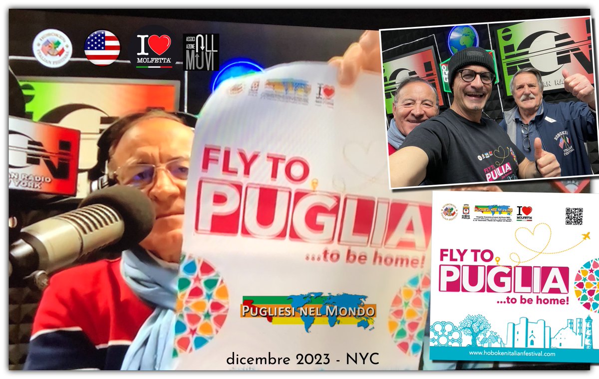 Su #ICNradio a #NewYork si parla dei #pugliesinelmondo: 'Fly to Puglia' #turismodiritorno #flytopugliatobehome #hobokenitalianfestival #usa #nj #robertopansini #associazioneollmuvi #turismodelleradici #ilovemolfetta
READ MORE >>> on website I❤MOLFETTA
ilovemolfetta.it/content/news_z…