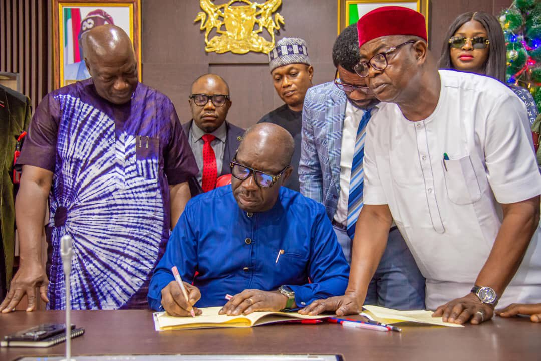 Governor Godwin Obaseki signs N342bn 2024 appropriation bill into law The Edo State Governor, Mr. Godwin Obaseki, Friday, signed the state’s 2024 Appropriation Bill, pegged at N342bn into law after the bill was passed by the Edo State House of Assembly. Signing the bill at the…