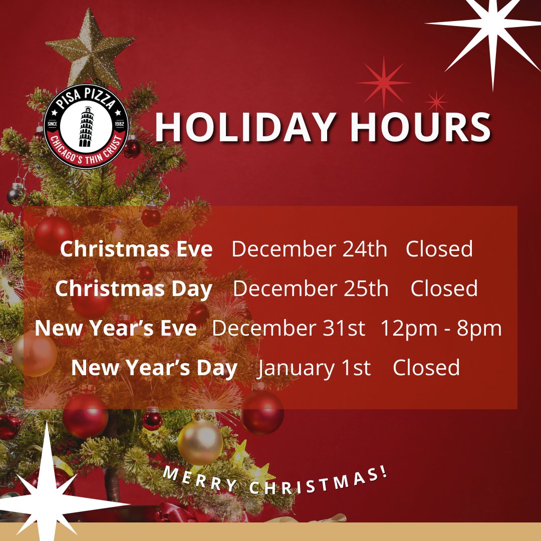 All I want for Christmas is...pizza! 🎄 Get your orders in before we're closed for the holiday. We'll be closed this upcoming Sunday, Monday, and our usual Tuesday.  #holidayhours #merrychristmas #closedchristmaseve #closedchristmasday #happyholidays #pizzapizzapizza #eatlocal