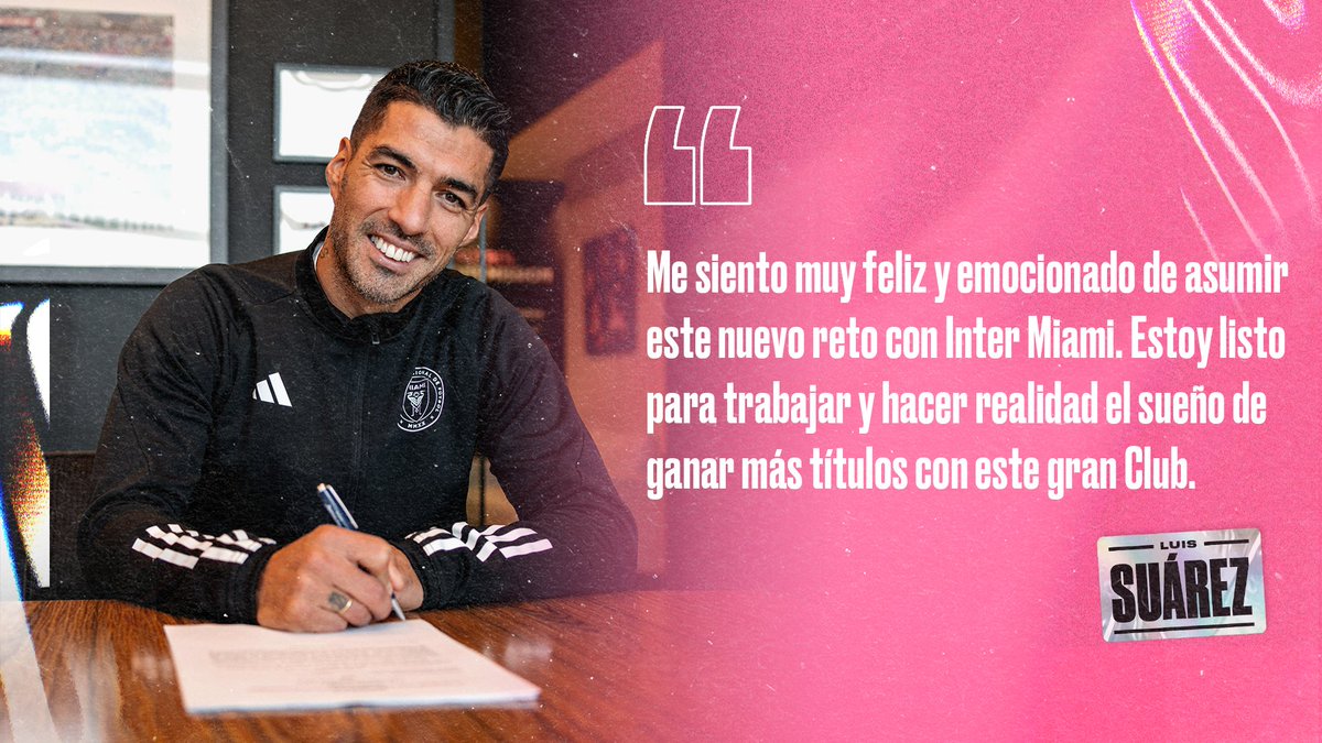 I’m very happy and excited to take on this new challenge with Inter Miami. I’m ready to work to make the dream of winning more titles with this great Club a reality. 🗣️ - <a href="/LuisSuarez9/">Luis Suárez</a>