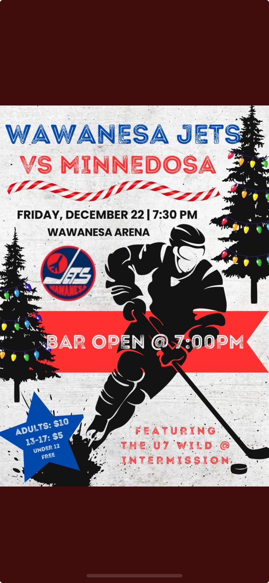 Wawanesa Jets ✈️ (@wawanesajets) on Twitter photo Get out tonight and watch the Jets chase <a href="/DosaBombers/">Minnedosa Bombers</a> around at 7:30.
The U7 team will scrimmage during the 1st intermission, then the 2 man band of ex Jets Cayle Hutlet & Brock Fisher take the stage upstairs after the final buzzer. Should be a dandy time. Get out tonight and watch the Jets chase <a href="/DosaBombers/">Minnedosa Bombers</a> around at 7:30.
The U7 team will scrimmage during the 1st intermission, then the 2 man band of ex Jets Cayle Hutlet & Brock Fisher take the stage upstairs after the final buzzer. Should be a dandy time.