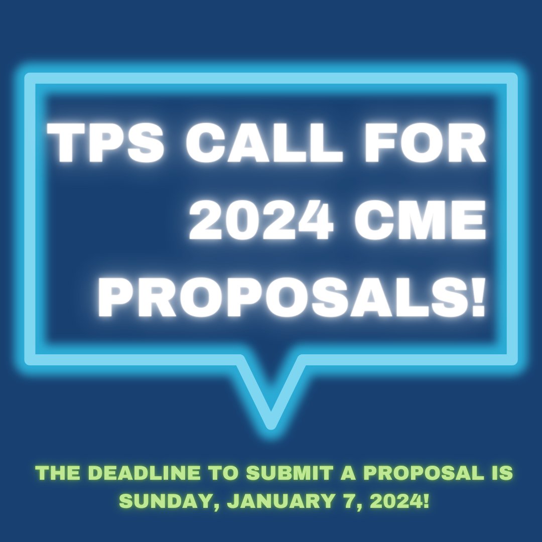 TPS is now accepting proposals for the 2024 Annual Meeting to be held October 24 - October 27 at the Margaritaville Lake Resort in Conroe, TX. The deadline to submit is 01/07/2024. You can access the online forms here: ow.ly/7y3U50QkgMs