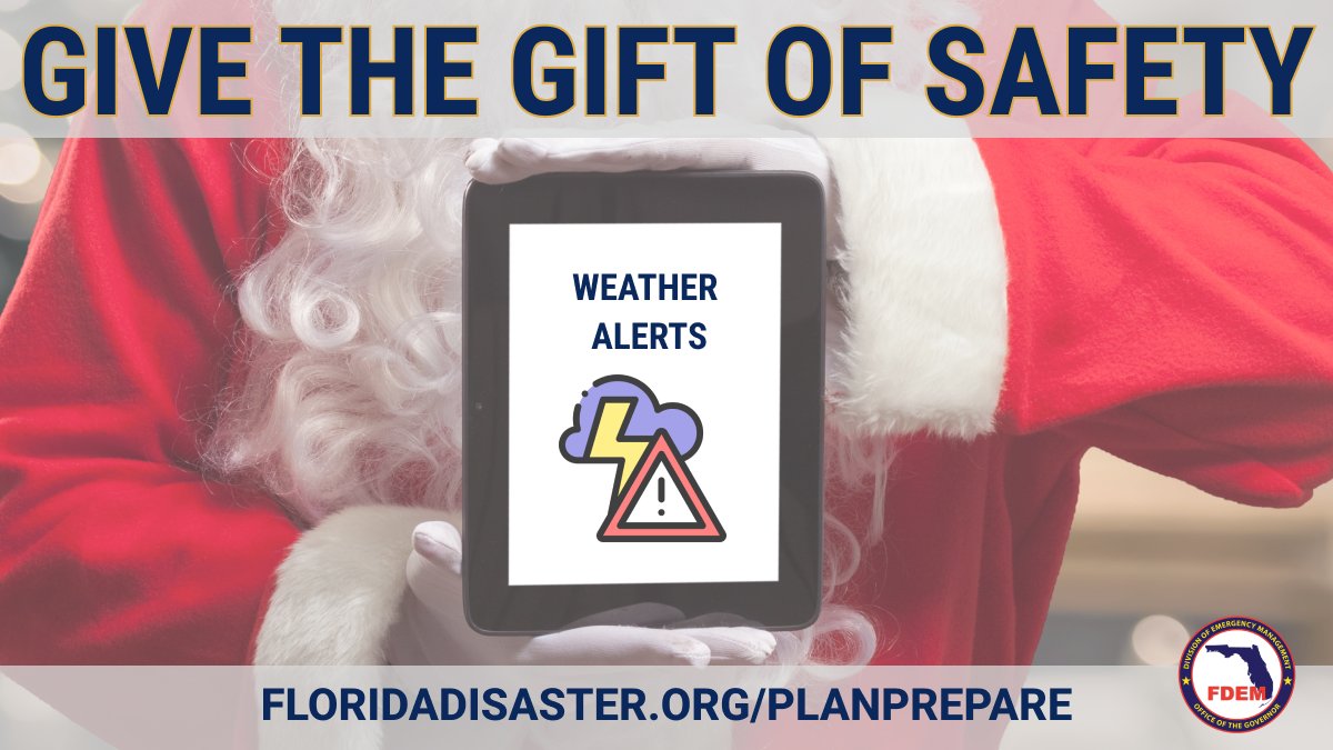 🎁Giving or receiving a new tablet or smartphone for the holidays this year? Give the gift of safety & be sure to download emergency preparedness & weather alert apps. It is also a great time to set up the emergency contact feature on your phone. ➡️ FloridaDisaster.org/PlanPrepare