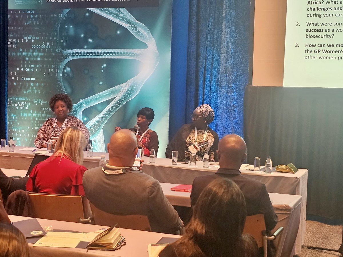 Thrilled to speak at #ASLM2023 in Cape Town on African Women Leaders in Health Security! Grateful for the opportunity from @BiosafetyIFBA and the Women's Network for the Global Partnership's Initiative to Mitigate Biological Threats in Africa.  #HealthSecurity #WomenLeaders