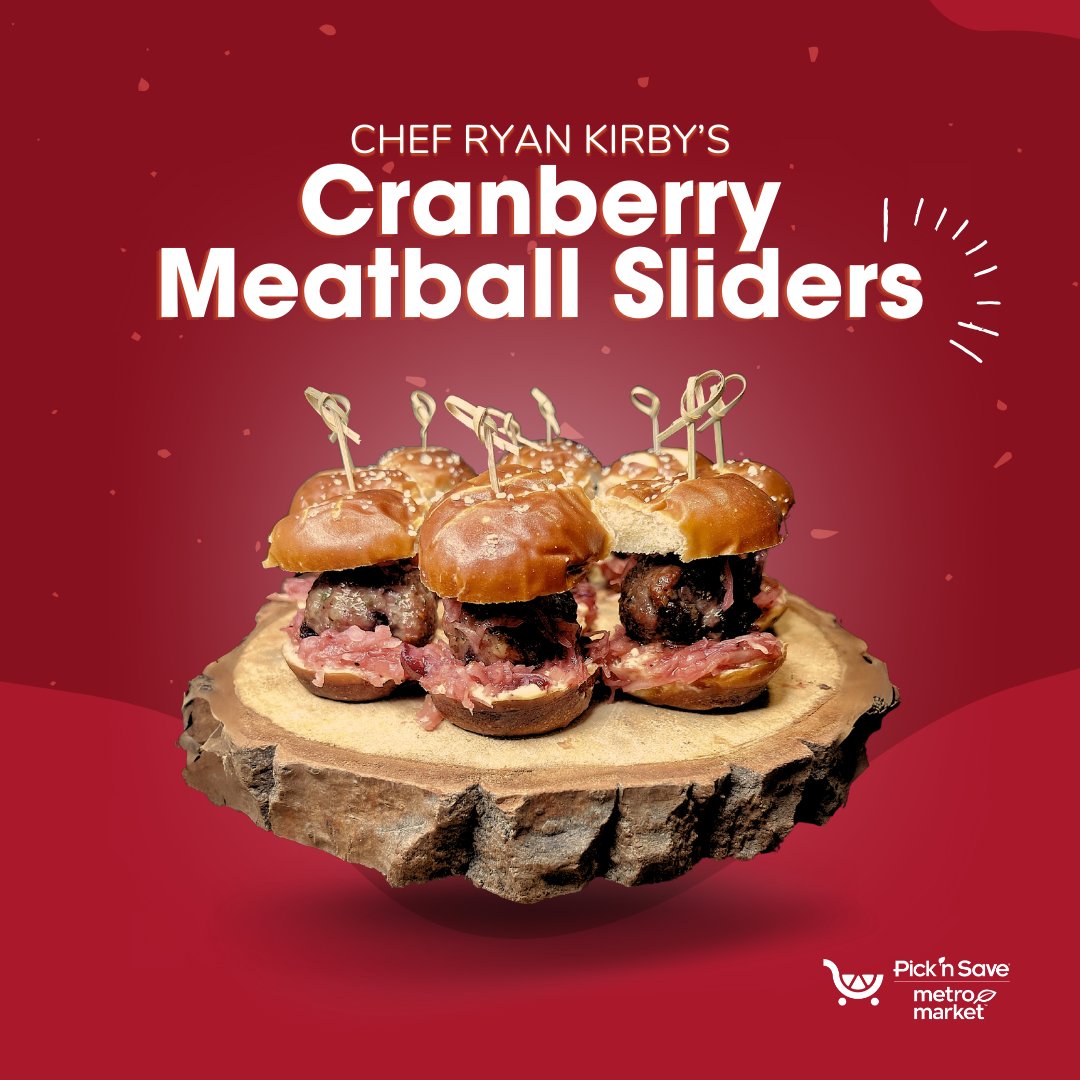 Chef Ryan Kirby works his magic again, but this time with a holiday twist! Feast your eyes (and taste buds) on his #CranberryMeatballSliders on a #PretzelBun – the perfect combination of savory and sweet! Try his recipe for your next gathering: picknsave.com/r/cranberry-me…