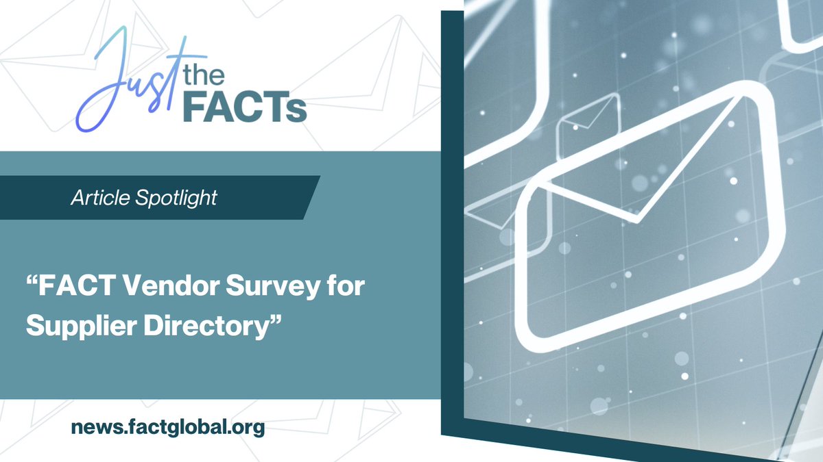 ✨Article Spotlight✨ Join the conversation shaping a #FACT Supplier Directory for cell therapy stakeholders. Explore benefits for manufacturers, suppliers, &amp; accredited organizations. Survey responses accepted through December 31, 2023.⏳ Full article💻: loom.ly/gJVdbTA