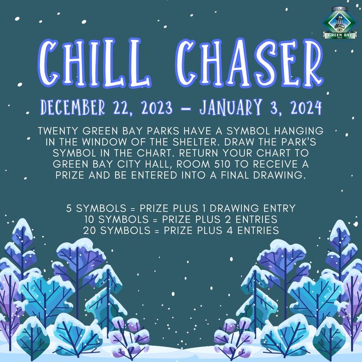 City of Green Bay on X: ❄️ Looking for a fun family activity? ⛄️ Check out  the Chill Chaser challenge by visiting some of our parks between now and  January 3rd! Visit