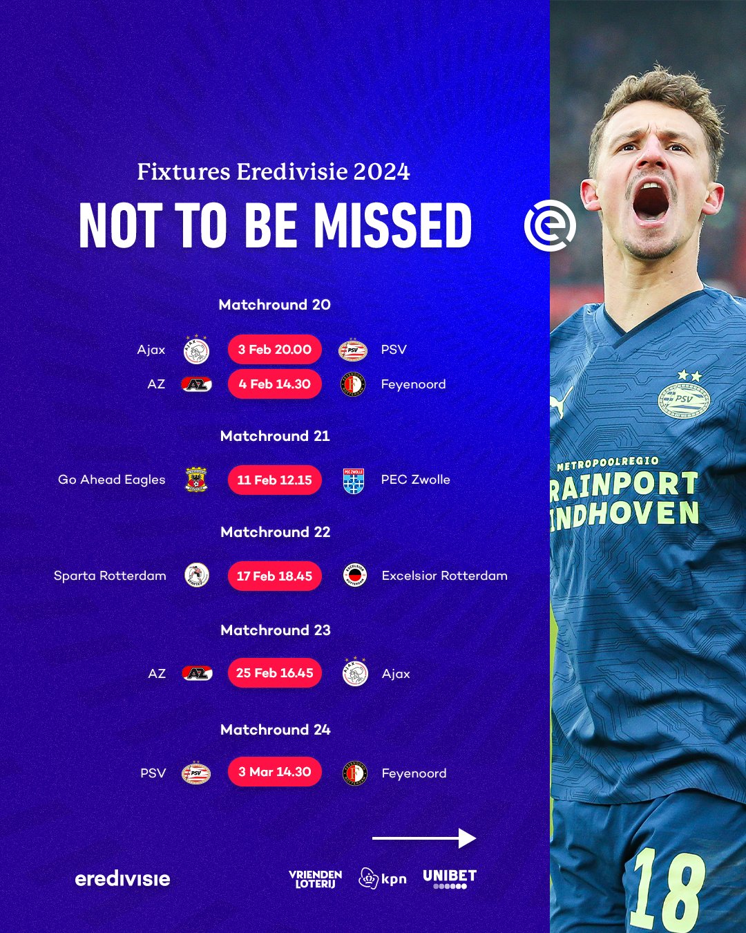 Eredivisie fixtures 2024