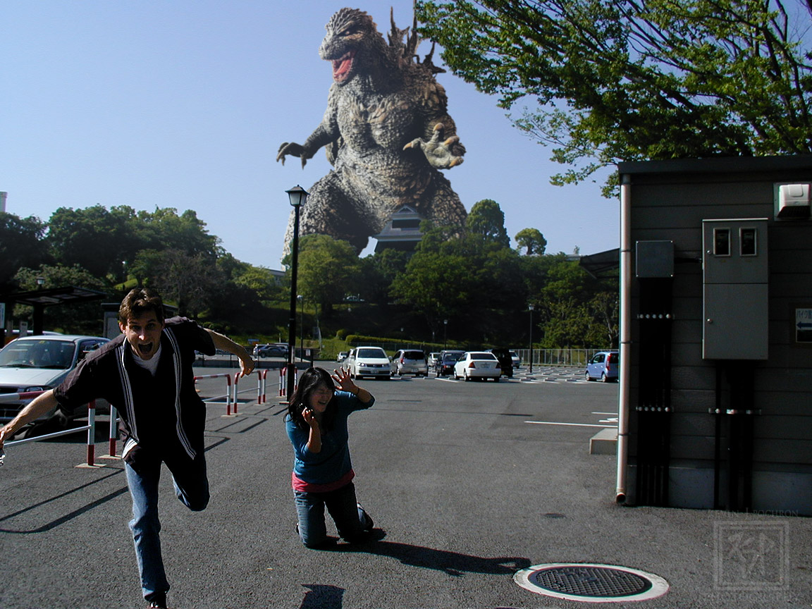KjpPhotography's tweet photo. Today's #FunWithPhotoshopFriday-pic. (12-22-2023) I decided to re-work this old #Photoshhop-ed photo using the new version of #Godzilla from the #film #GodzillaMinusOne  . "Godzilla Attacks Kumamoto Castle"  #Kumamoto #Japan #movies 

#KevinPochron https://t.co/uKmfQRv3gd