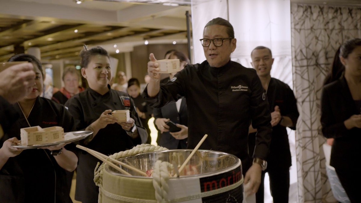 Holland America Line (@halcruises) on Twitter photo Last night we celebrated the opening of our newest specialty restaurant onboard Nieuw Amsterdam alongside <a href="/chef_morimoto/">Chef Morimoto</a>, Morimoto by Sea! This is the first stand-alone restaurant at sea by Chef Morimoto and we're thrilled to have him as our Fresh Fish Ambassador. #HollandAmerica Last night we celebrated the opening of our newest specialty restaurant onboard Nieuw Amsterdam alongside <a href="/chef_morimoto/">Chef Morimoto</a>, Morimoto by Sea! This is the first stand-alone restaurant at sea by Chef Morimoto and we're thrilled to have him as our Fresh Fish Ambassador. #HollandAmerica