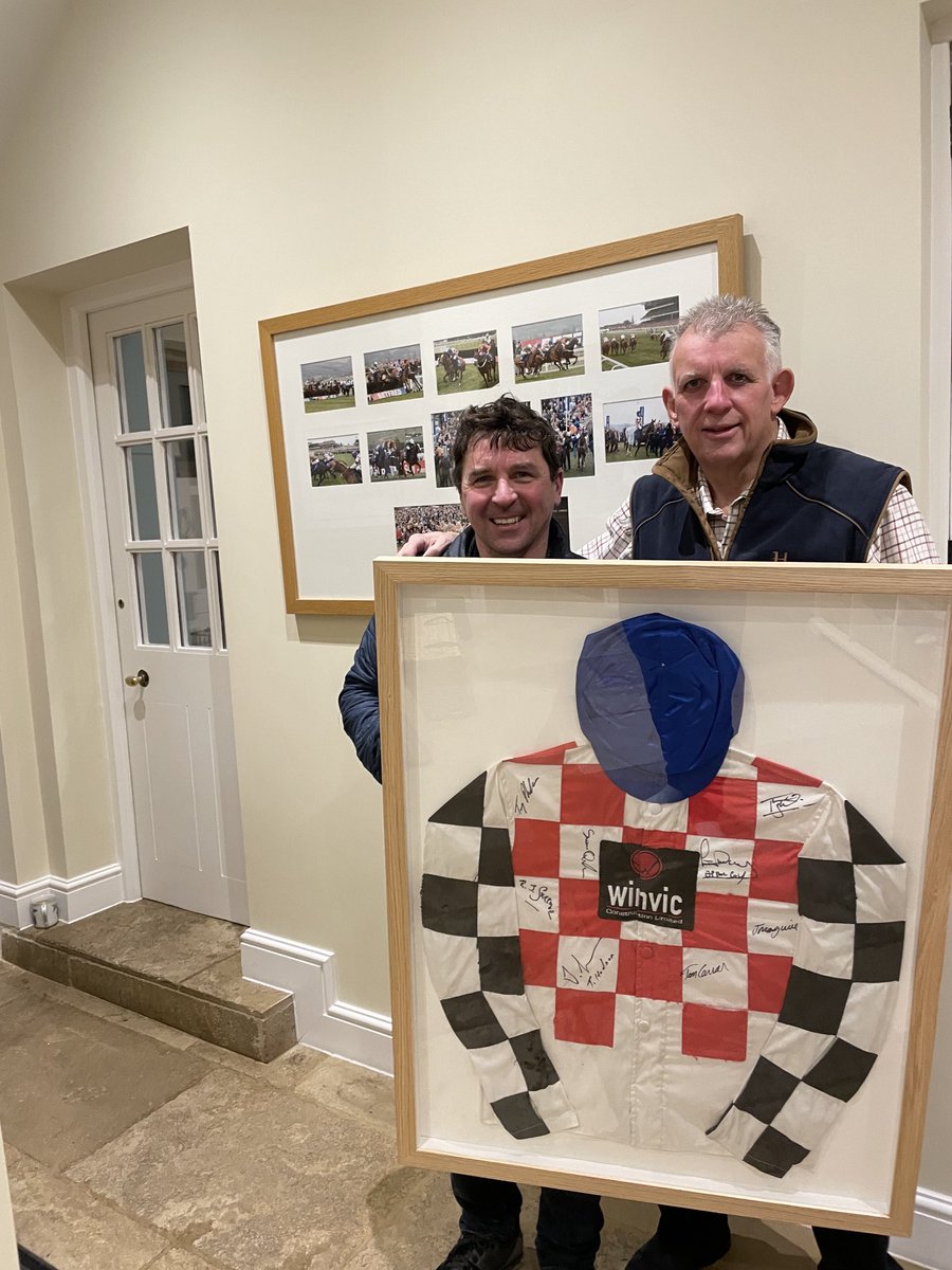 First surprise of Christmas, Bridgie and Lucy rocked up at home with the oriy and only colours The Giant Bolster carried throughout his career, signed by all the jockeys who rode him. What a privilege it is to own him and have had these great jockeys ride him! Humbled!!