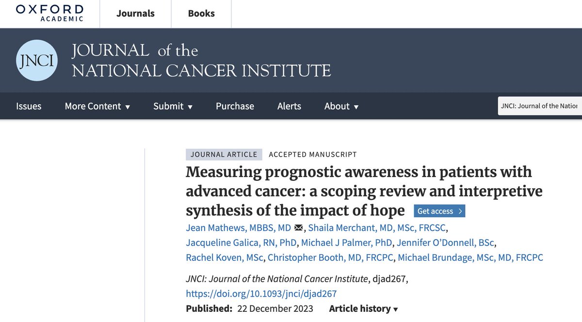 What is the impact of hope in the measurement of prognostic awareness in patients with advanced cancer? See our paper out today in <a href="/JNCI_Now/">JNCI</a> 
academic.oup.com/jnci/advance-a…
<a href="/QueensuDOM/">Queen's U Department of Medicine</a> <a href="/queensoncology/">@QueensOncology</a> <a href="/queenscce/">Cancer Care and Epidemiology - Queen's University</a>