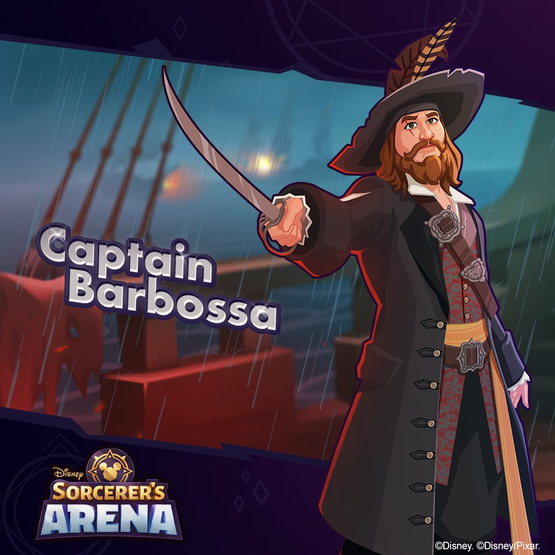 Avast there, Summoners! Following the trail left by Elizabeth Swann and Will Turner, Captain Barbossa is sailing fast towards the shores of Disney Sorcerer's Arena! Don't miss your chance to add him to your pirate crew! Unlock him now.