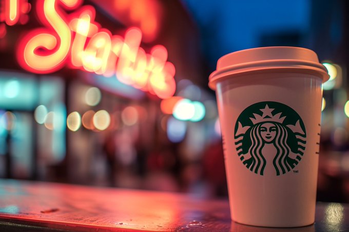 Publicity Photography: "Starbucks" Coffee Cup, Backlit, Retro Neon Lighting, shot with Panasonic Lumix DC-GH5