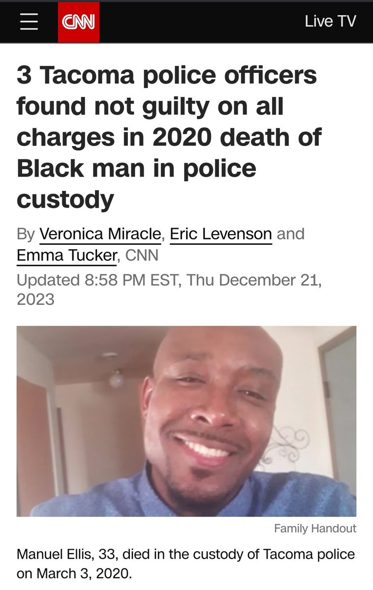 3 Tacoma Police Officers found not guilty in the death of #MannyEllis

I live in #TacomaWashington, and I can say the corrupt #WashingtonState 
Attorney General #BobFerguson and corrupt Governor #JayInslee pushed for this case to go to trial as they hate cops

Thank God the jury