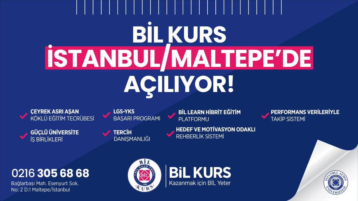 BilKurs's tweet photo. BİL KURS
İSTANBUL/MALTEPE'DE
AÇILIYOR! 🤝

@IAUKampus @iautanitim https://t.co/WlDlg9W3bg