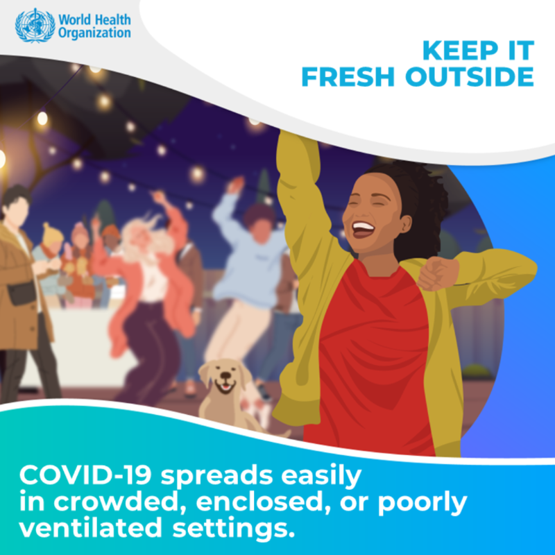 WHO's tweet photo. Attending parties? Meeting friends/family?

Protect yourself and your loved ones

🛋️ Stay home if you are sick
💪 Get vaccinated against COVID-19 and influenza
😷 Wear a mask
🤧 Cover your sneezes and coughs
🧼 Clean your hands
 🪟 Improve ventilation

#COVID19 is still around!