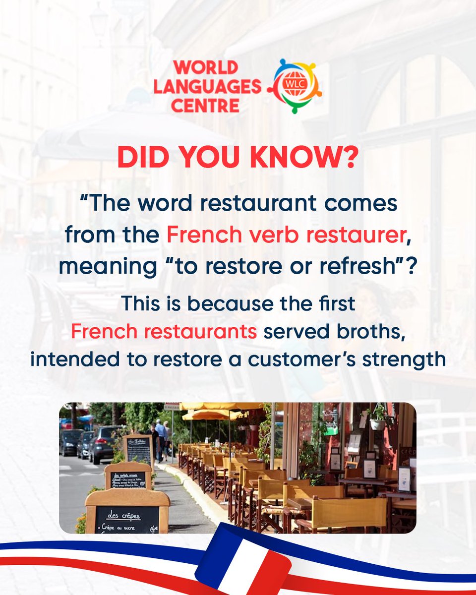 There you go: the ultimate fun fact to share with your friends at a restaurant. 
#wlc #worldlanguagescentre #wlcteam #learnlanguages #languageschool #languages #funfact #didyouknow #french #learnfrench #frenchfact #speakfrench #frenchclass #frenchcourse #programme #funlearning