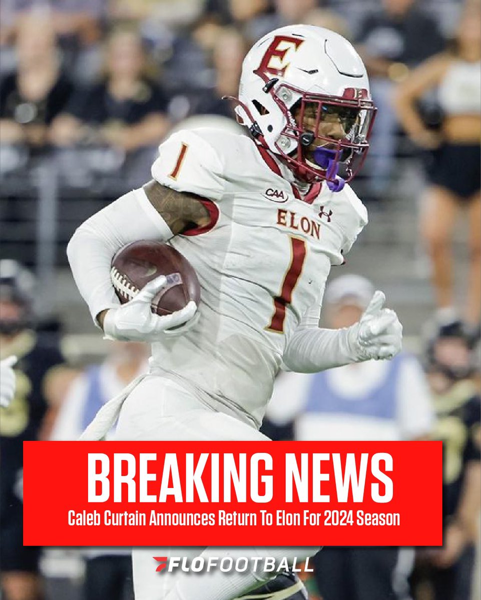 Breaking: Safety Caleb Curtain has announced he is removing his name from the transfer portal and will return to Elon for the 2024 season. @CalebCurtain | @ElonFootball