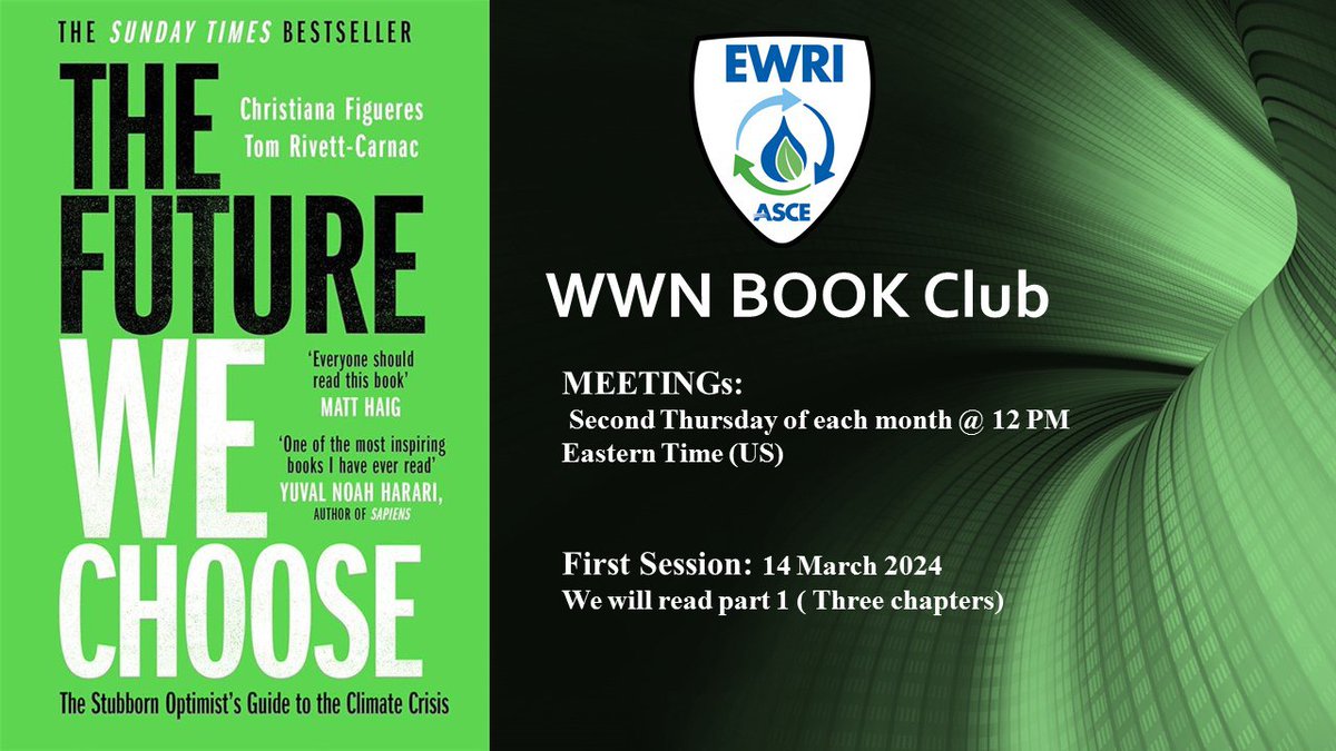 Nasrin Attar (@nasrinattar) on Twitter photo We will start new year with new book entitled: "The Future We Choose".
Authors of the book are <a href="/CFigueres/">Christiana Figueres</a> and Tom Rivett-Carnac. If you want to join our book reader's club, dm
me.
<a href="/ASCE_EWRI/">EWRI</a>
<a href="/womenwaternexus/">Women-Water Nexus</a>
#waterbooks
#climatechange #climate
#ClimateAction
#bestseller
#ASCE We will start new year with new book entitled: "The Future We Choose".
Authors of the book are <a href="/CFigueres/">Christiana Figueres</a> and Tom Rivett-Carnac. If you want to join our book reader's club, dm
me.
<a href="/ASCE_EWRI/">EWRI</a>
<a href="/womenwaternexus/">Women-Water Nexus</a>
#waterbooks
#climatechange #climate
#ClimateAction
#bestseller
#ASCE