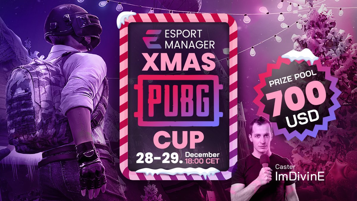 🎅 🎄 ESM XMAS PUBG CUP🎄 🎅
The EsportManager platform delivers the hottest PUBG cup of this holiday season with a 700 USD prizepool! 
📆 DATES
28 December 18:00 CET - Qualifiers
29 December 18:00 CET – Finals (16 teams)

esportmanager.com/tournaments/65…
#pubg #esportmanager #games