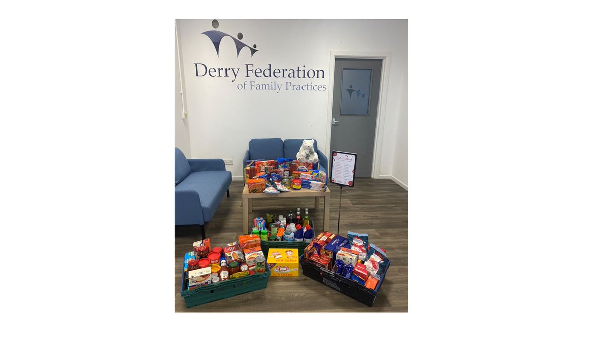 Donations collected for the Foyle Foodbank by the Derry Federation staff. Thank you to the Foyle Foodbank who work tirelessly at this time of year to help local people.