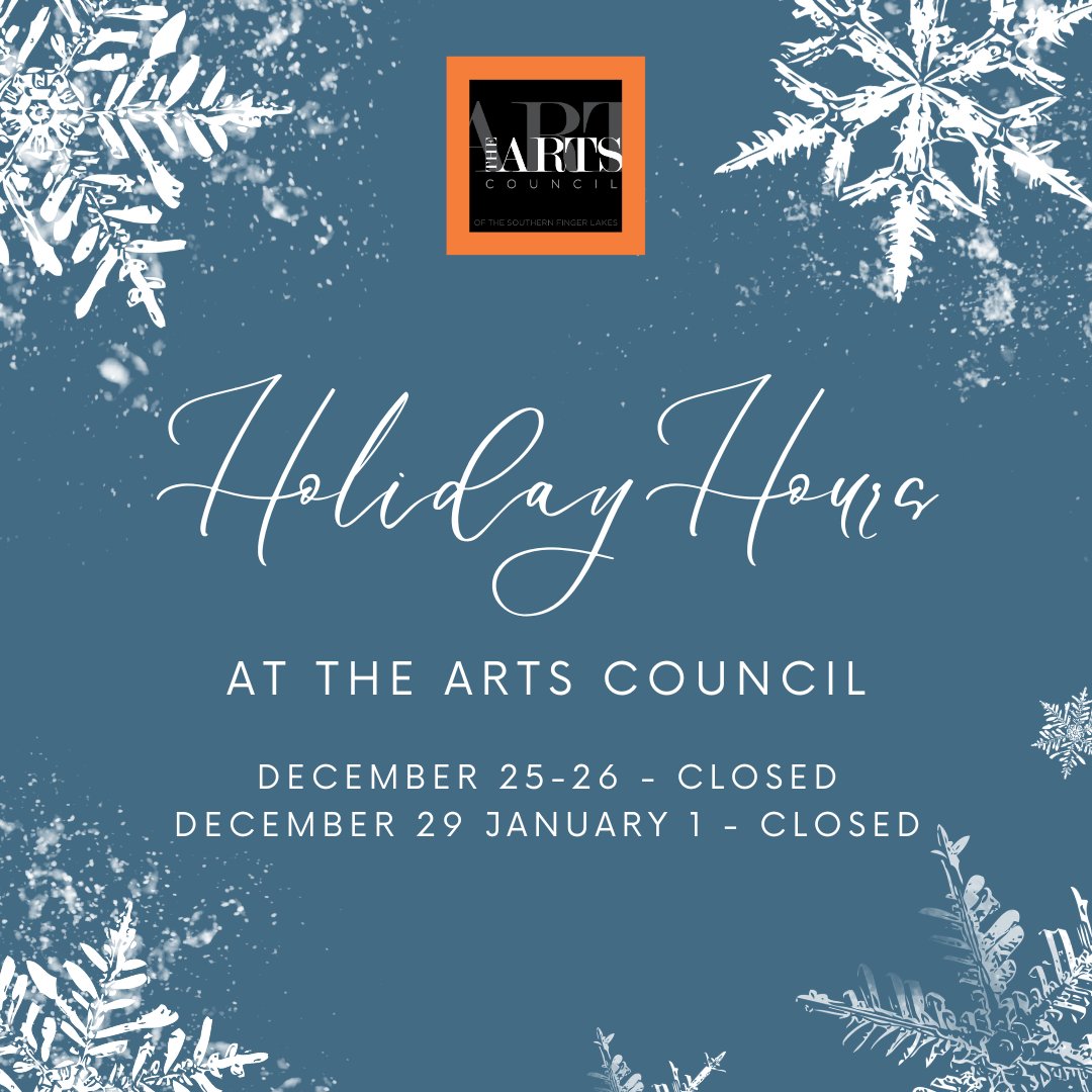 The ARTS Council's staff will observe the following dates for the holiday season: December 25-26 and December 29, 2023-January 1, 2024. We are filled with gratitude for your support this year, and wish you the warmest holiday season!