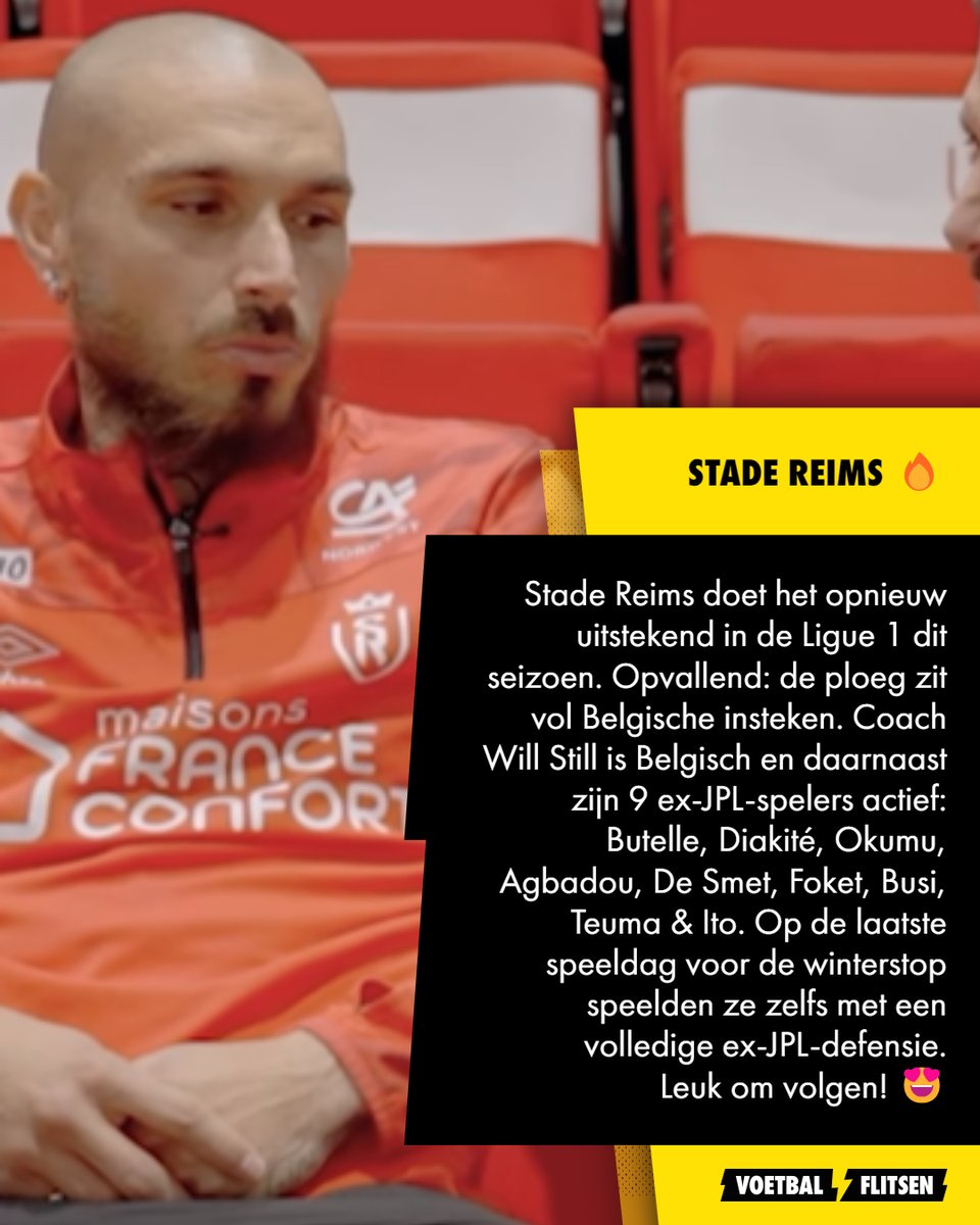 Stade Reims staat knap achtste in de Ligue 1 en doet dat met 6(!) ex-JPL-spelers in hun basis... Teddy Teuma draagt er de kapiteinsband! 😍 

#StadeReims #Reims #TeddyTeuma #Teuma #Ligue1 #WillStill #JunyaIto #EmmanuelAgbadou #ThomasFoket #JosephOkumu