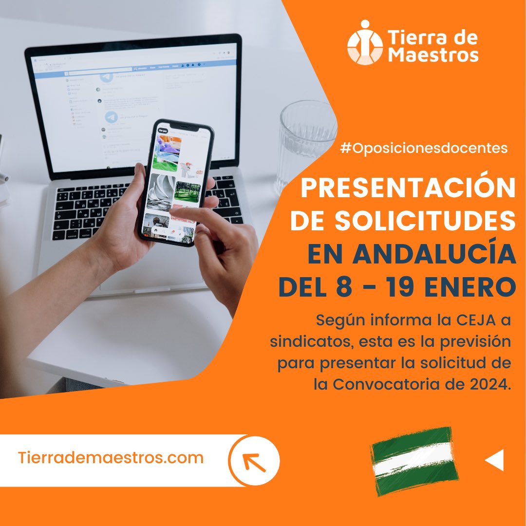 Previsión de fechas para presentar las solicitudes para la 🟠🔵🟠 #Convocatoria de #OposicionesDocentes2024 de #Andalucía 

👉 Esta tarde emitiremos un #Comunicado para nuestro #alumnado 🧡🧡

Fuente: CEJA

#OposicionesDocentes #ÉticaenOposiciones #SerMaestro #HorizonteOpos2024