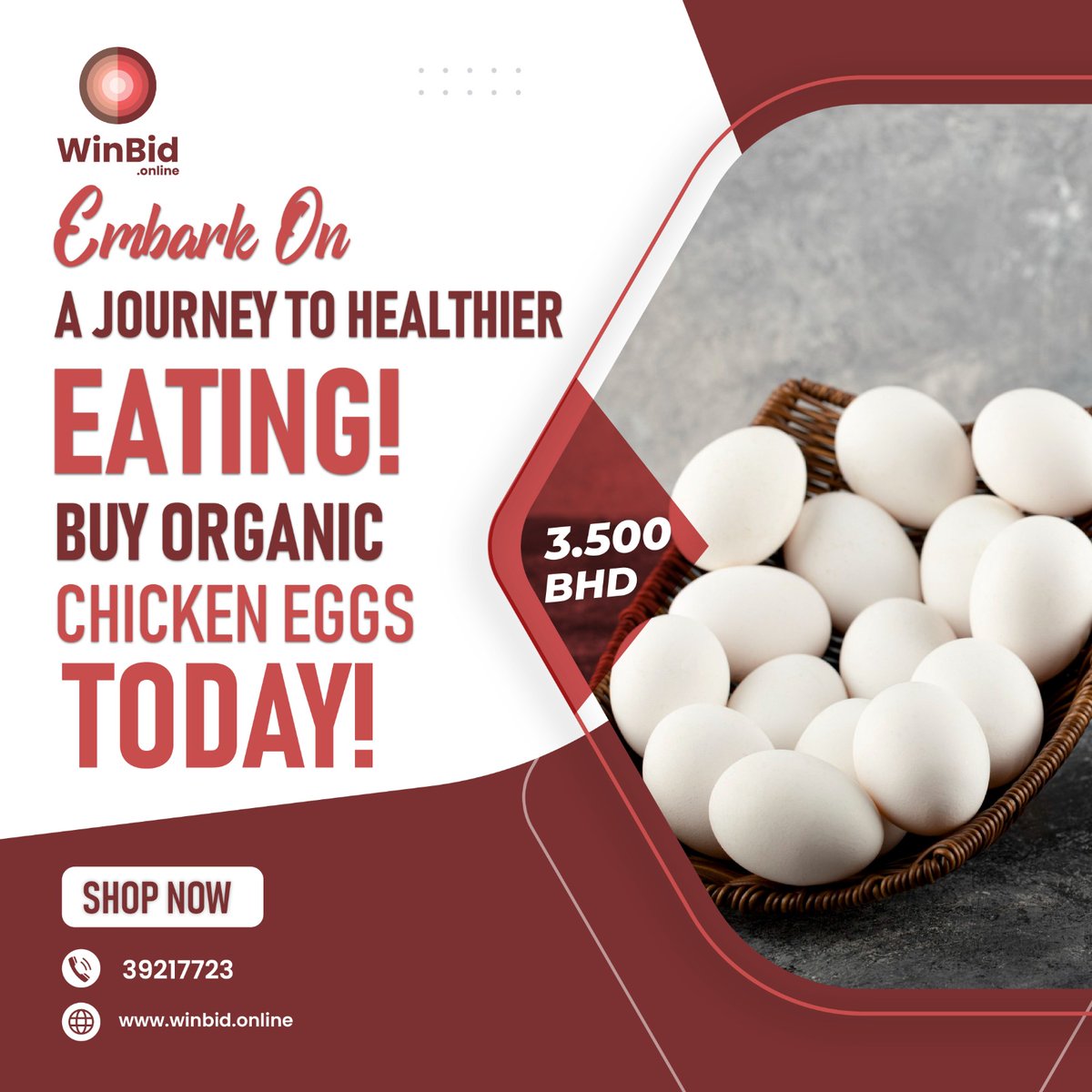 Crack into a healthier lifestyle!

Embarking on a journey to better eating with these golden nuggets of goodness - organic chicken eggs!

Order Now 🔥:
📲 Whatsapp: 𝟹𝟿𝟸𝟷𝟽𝟽𝟸𝟹

🌐 winbid.online

#OrganicLiving #EggcellentChoices #HealthyEating #OrganicEggs