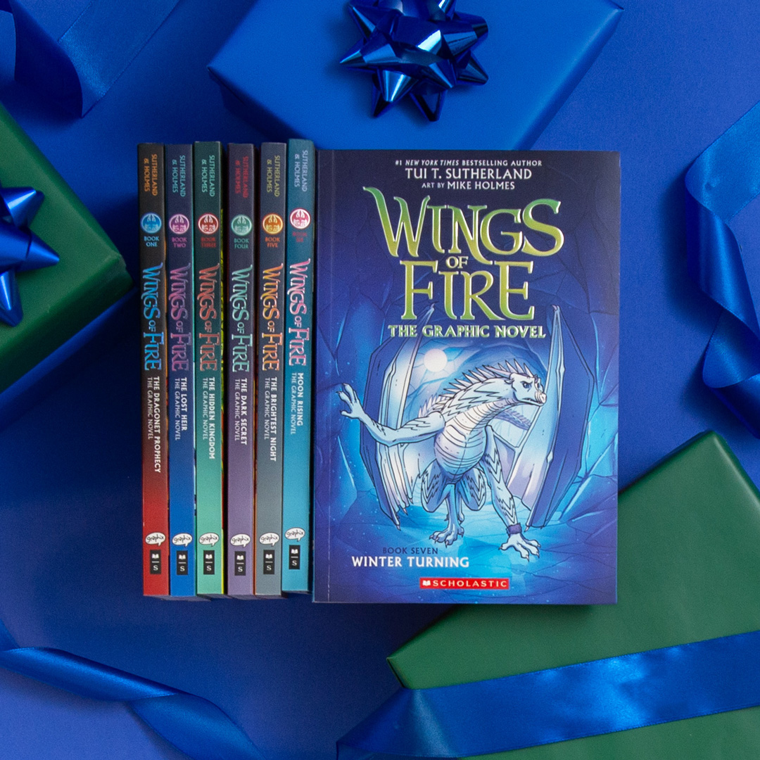 Light up the holidays with a flaming great gift. The Wings of Fire Graphix books illustrated by @mike_holmes, takes the bestselling, fan-favorite series by Tui T. Sutherland to new heights. Keep the festivities going with Book 7: Winter Turning, out 12/26! bit.ly/3RtBuqJ