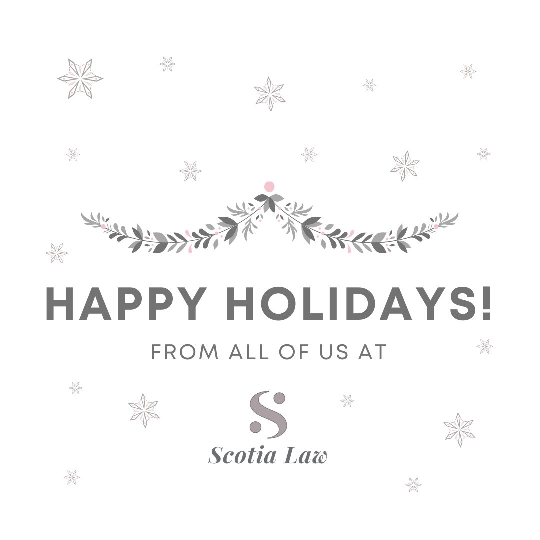 Happy holidays from our Scotia Law family to yours! 

The Scotia Law office will be closed from December 25, 2023–January 1, 2024, reopening on January 2

#halifax #dartmouth #lawfirm #lawyers #probatelaw #realestatelaw #familylaw #holidayhours