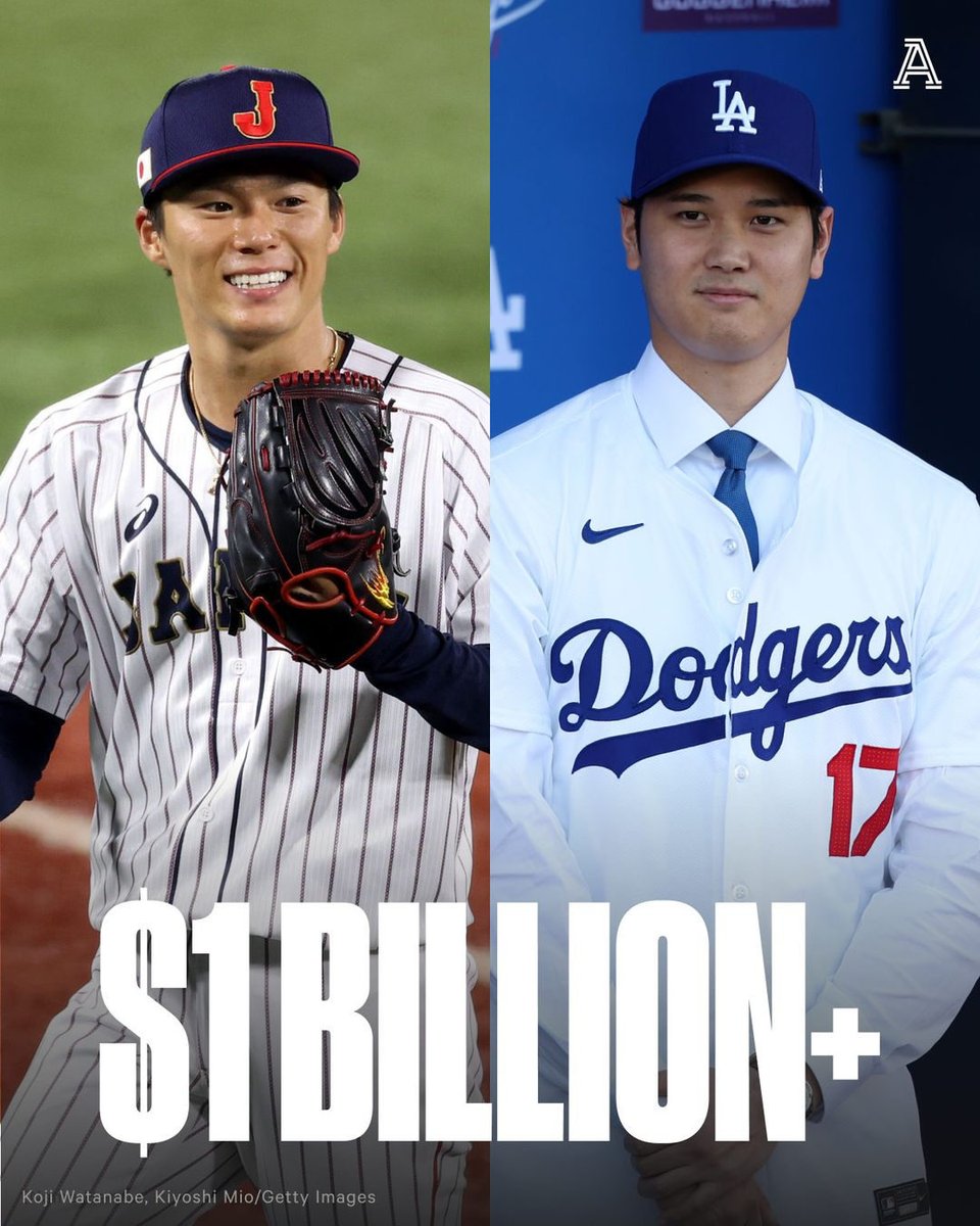 Welcome to the Billion Dollar Offseason for the Los Angeles Dodgers! ◽️Yoshinobu Yamamoto: 12 years, $325 million ◽️Shohei Ohtani: 10 years, $700 million @Ken_Rosenthal on where the market goes now: theathletic.com/5156826/2023/1…