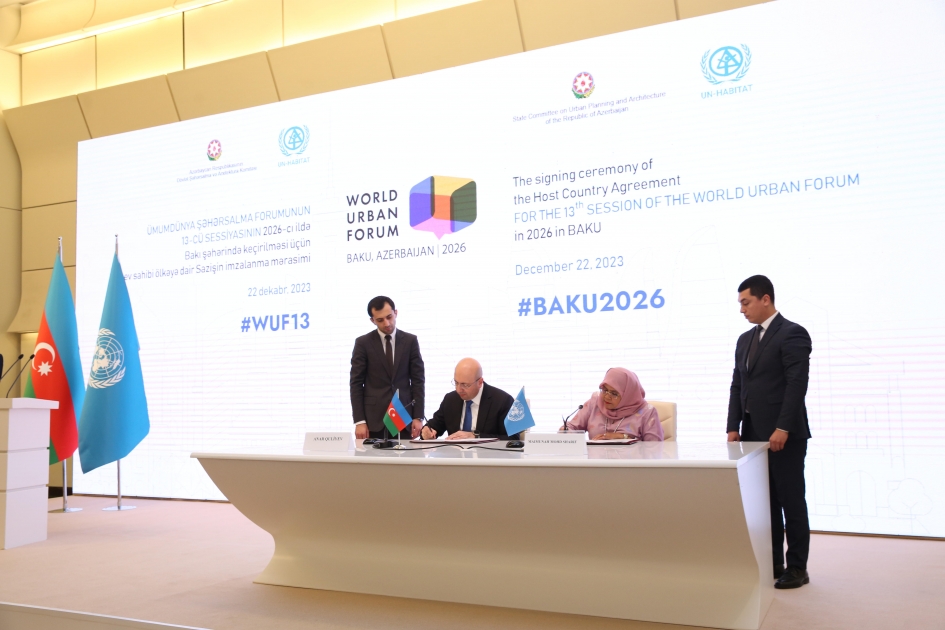 The Government of #Azerbaijan and the #UnitedNations have signed an agreement on the organization of Session XIII of the World Urban Forum #WUF13 in 2026 in #Baku.
azertag.az/fr/xeber/l_039…