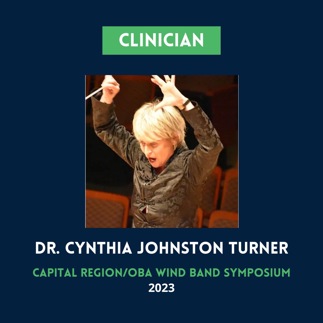 Have you registered for the Capital Regional/OBA Wind Band Symposium yet? 🤔 This year we're fortunate to have Dr. Cynthia Johnston Turner as our clinician! To read her full bio and to register for symposium, please see: buff.ly/45IVdIb