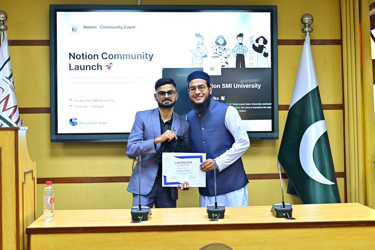 CodeAshing's tweet image. Thrilled to be part of the Notion SMIU Community launch! 🚀 Thanks to Aisha Riaz &amp;amp; Dua Hamza for a fantastic event. Special shoutout to Muhammad Shakir for insights on Notion&apos;s magic. Bonus: attendees scored free Notion Premium &amp;amp; cool stickers! Kudos to the team! 🙌 #NotionLaunch